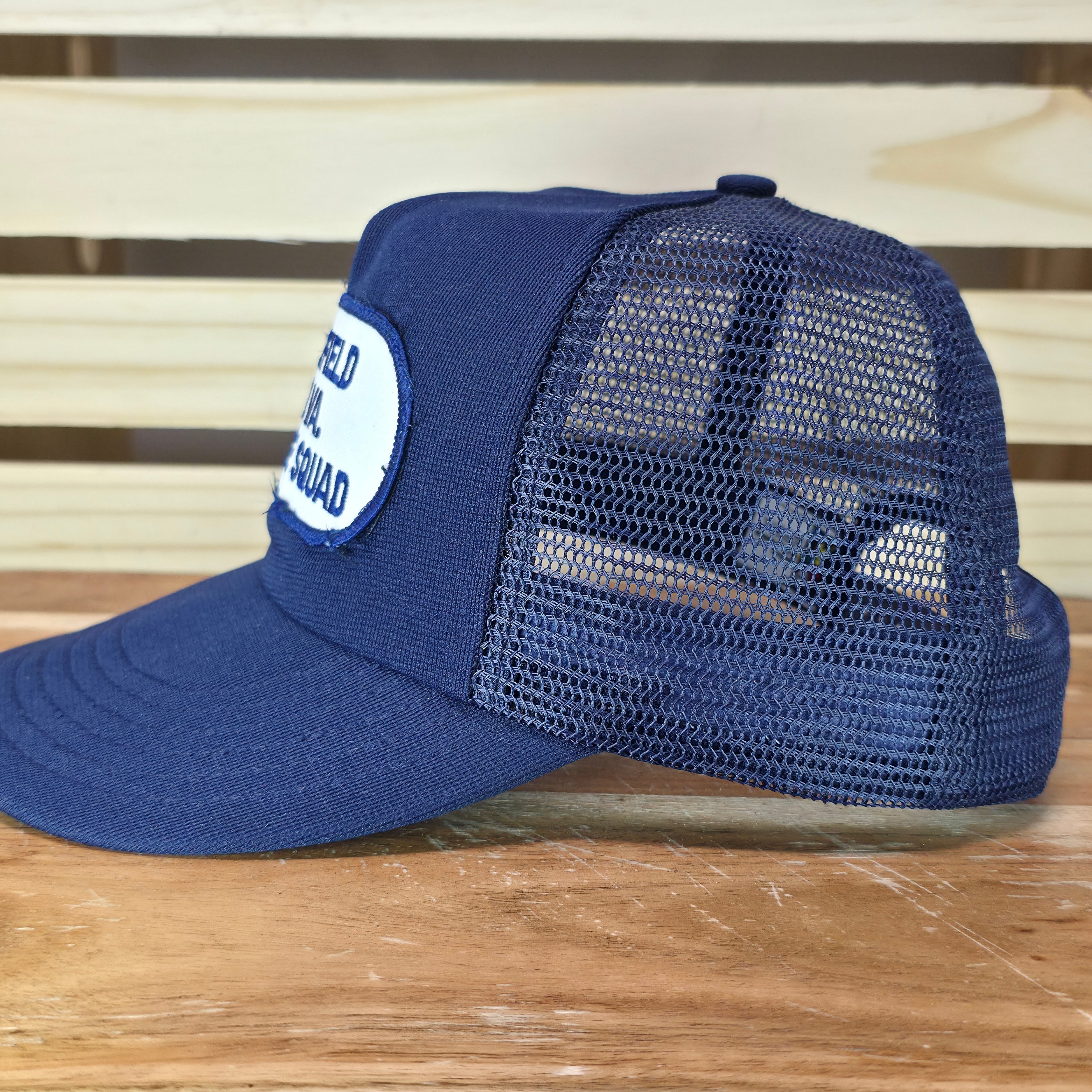Vintage Bluefield W VA Rescue Squad Patched Snapback Trucker Cap