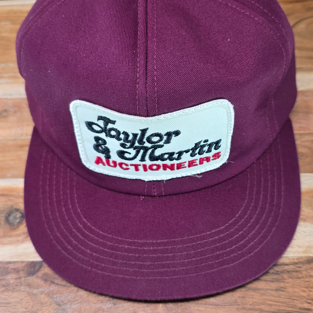 Vintage Taylor & Martin Auctioneers Burgundy Trucker Cap