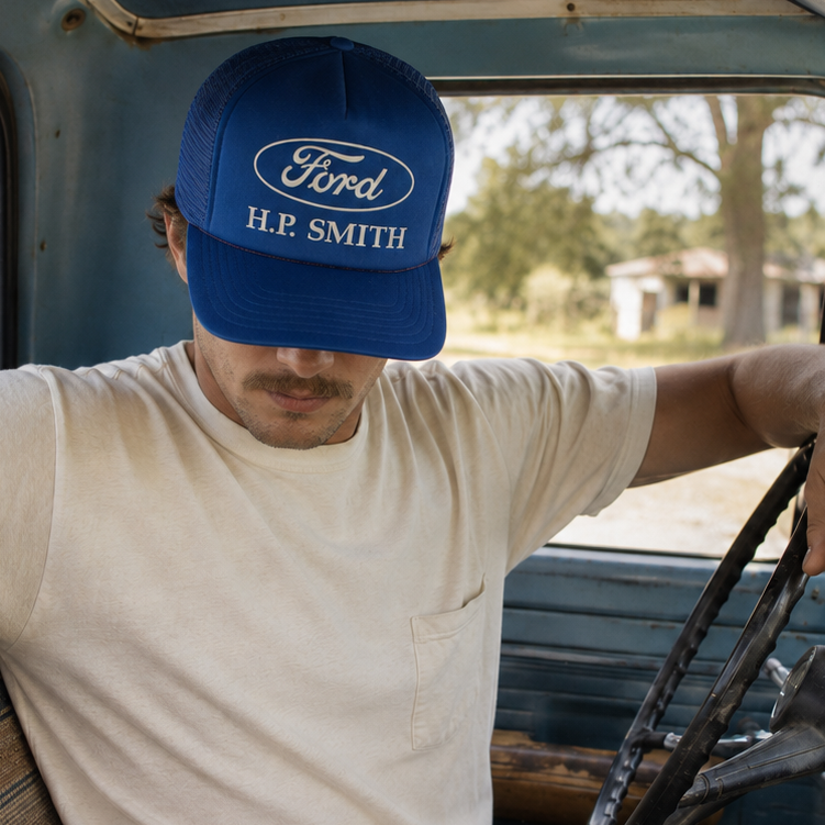 Vintage Ford HP Smith Blue Trucker Cap