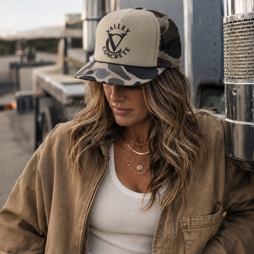 Camo Valley Concrete Trucker Cap