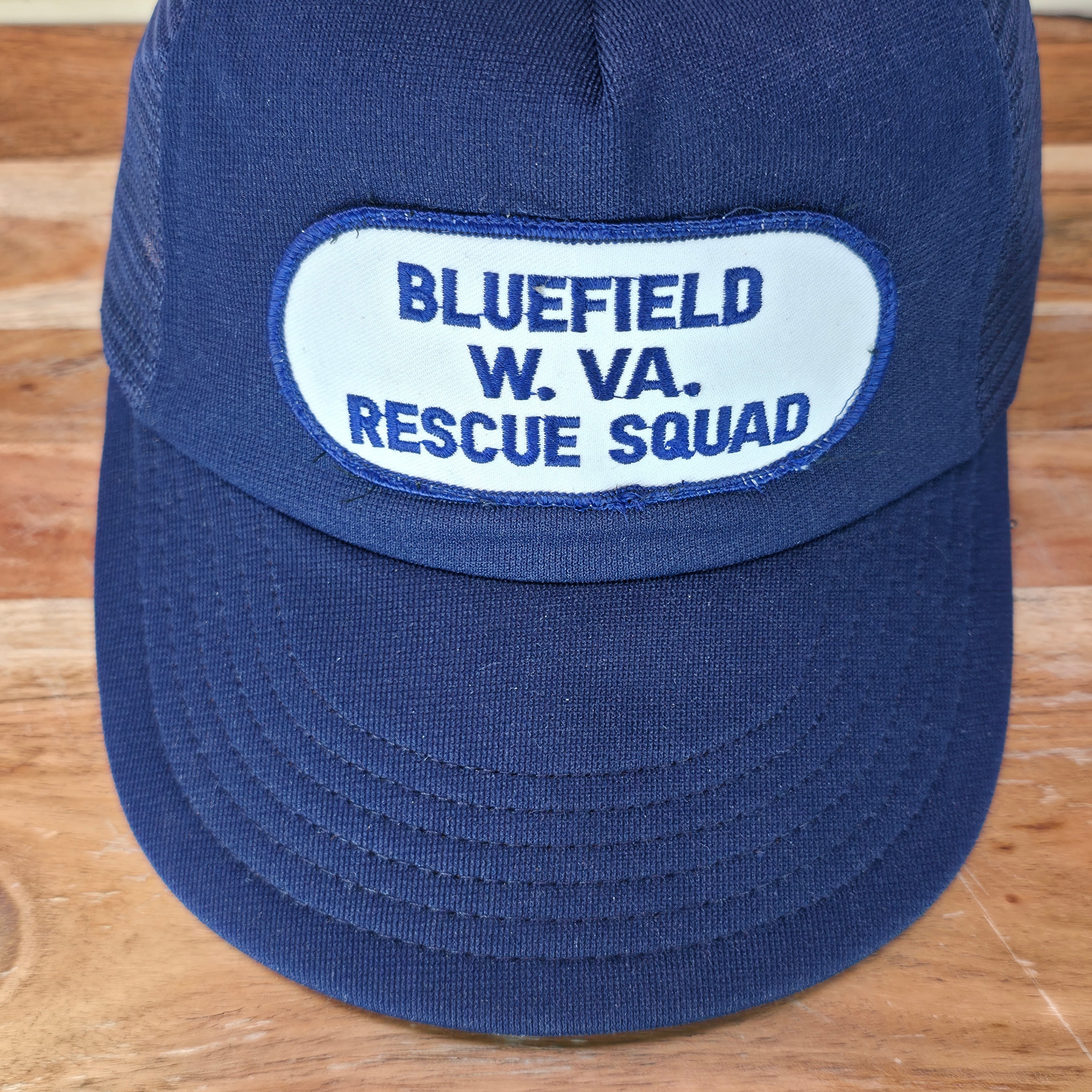 Vintage Bluefield W VA Rescue Squad Patched Snapback Trucker Cap
