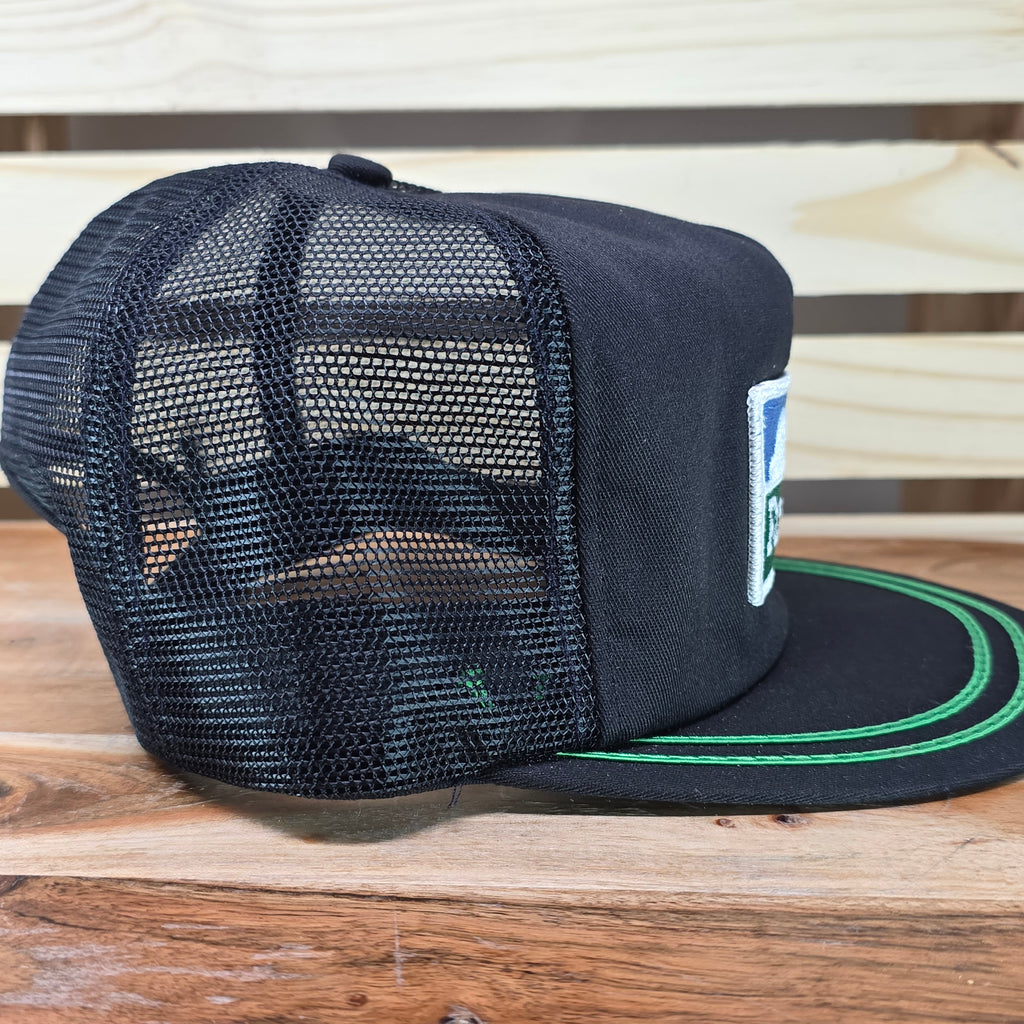 Vintage Farmland Black and Green Trucker Cap