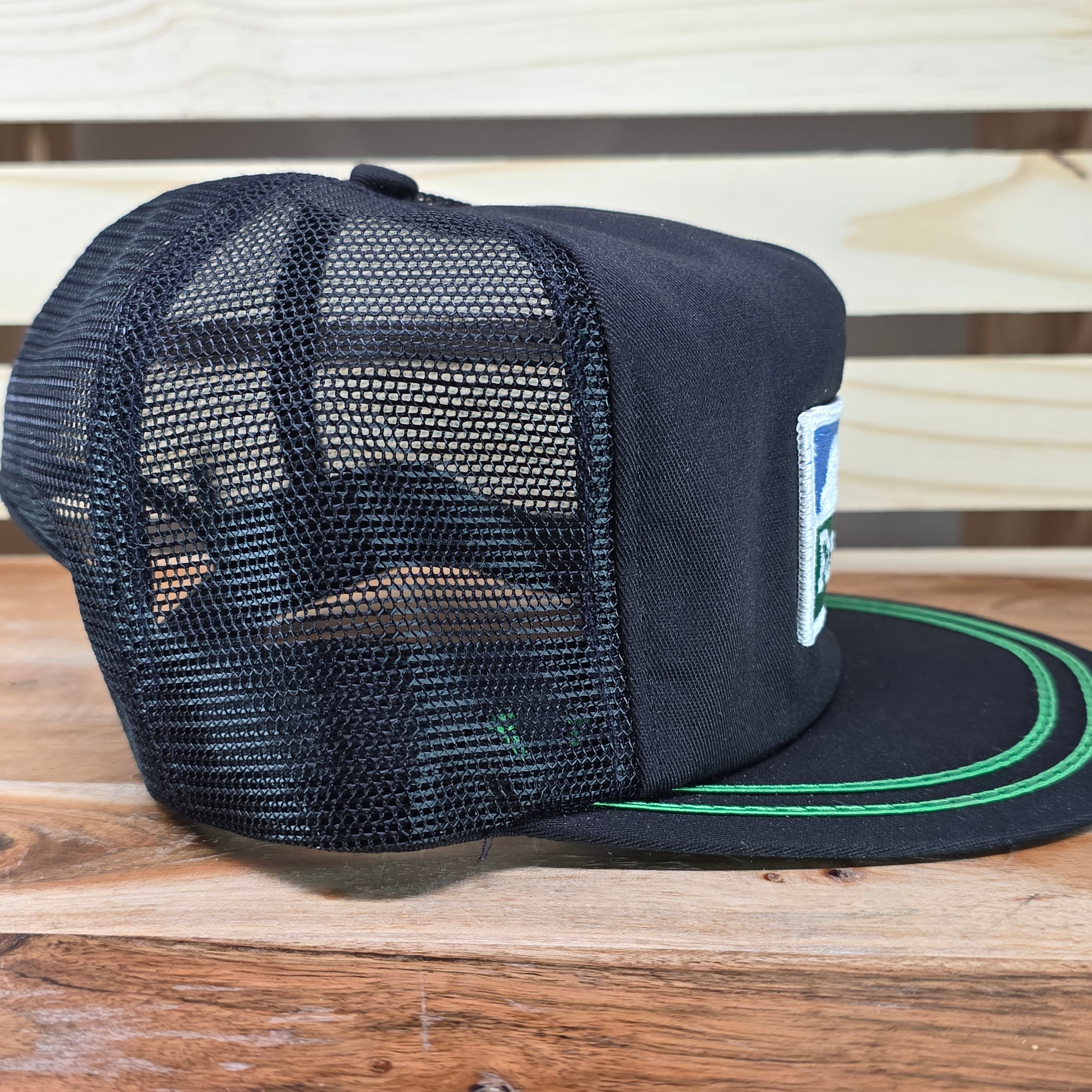 Vintage Farmland Black and Green Trucker Cap