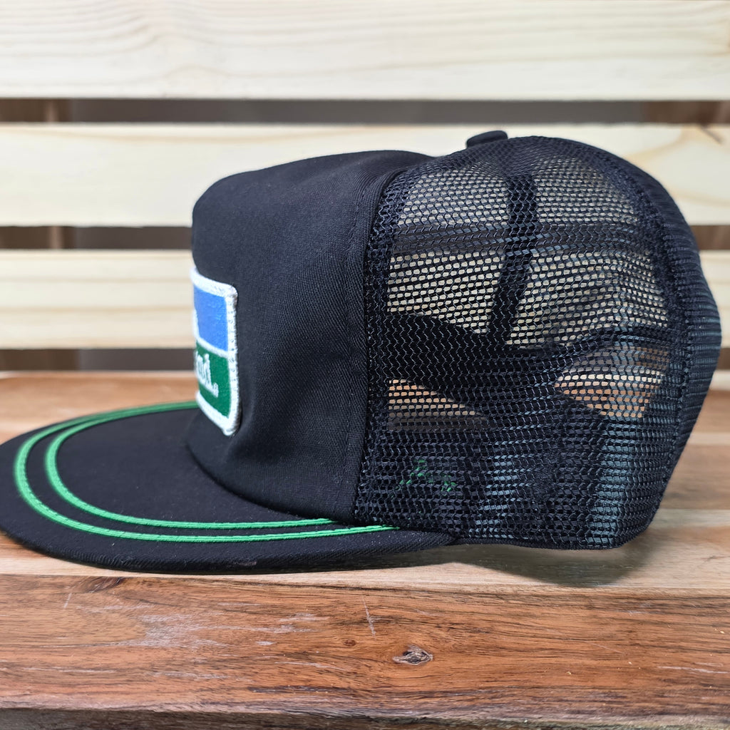 Vintage Farmland Black and Green Trucker Cap