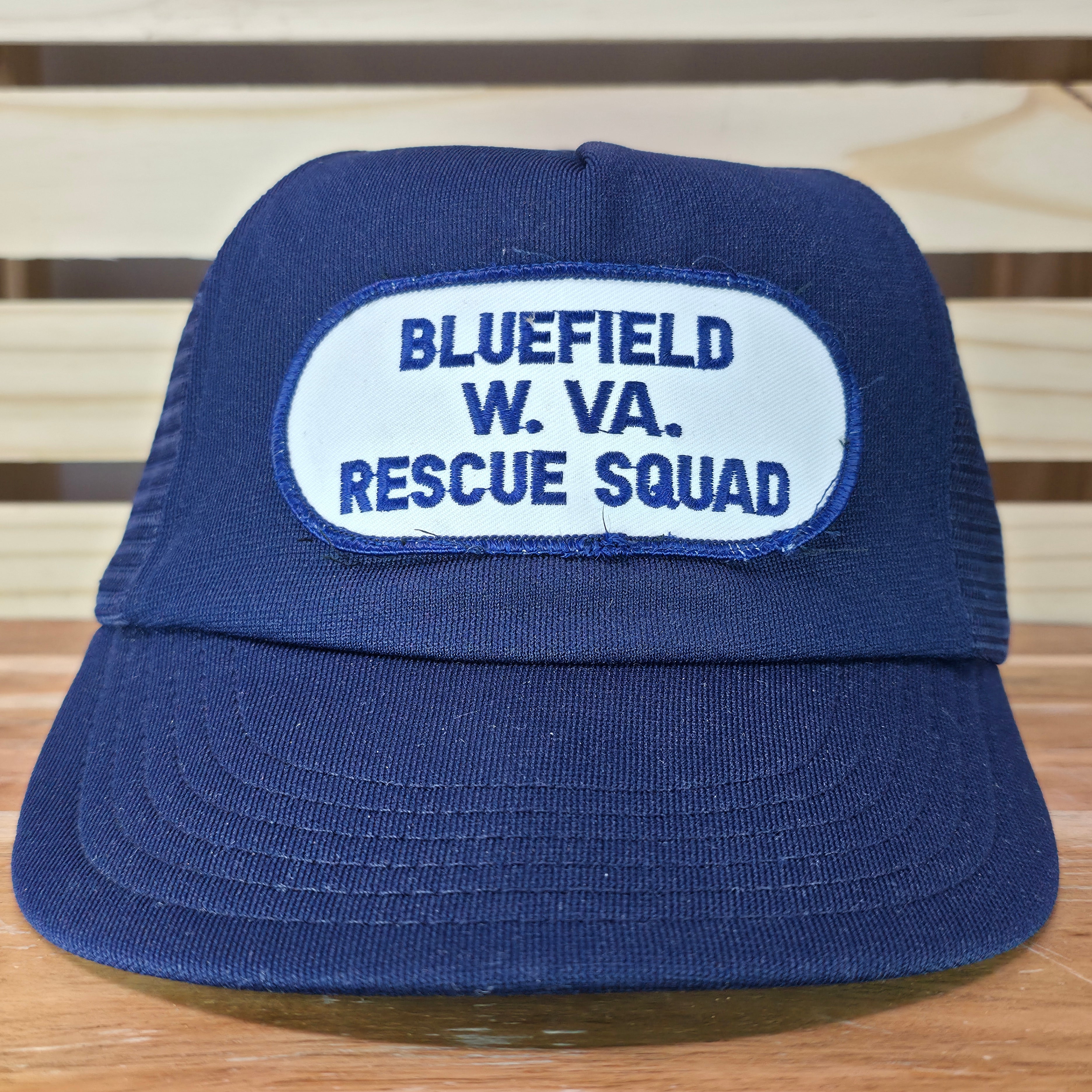Vintage Bluefield W VA Rescue Squad Patched Snapback Trucker Cap