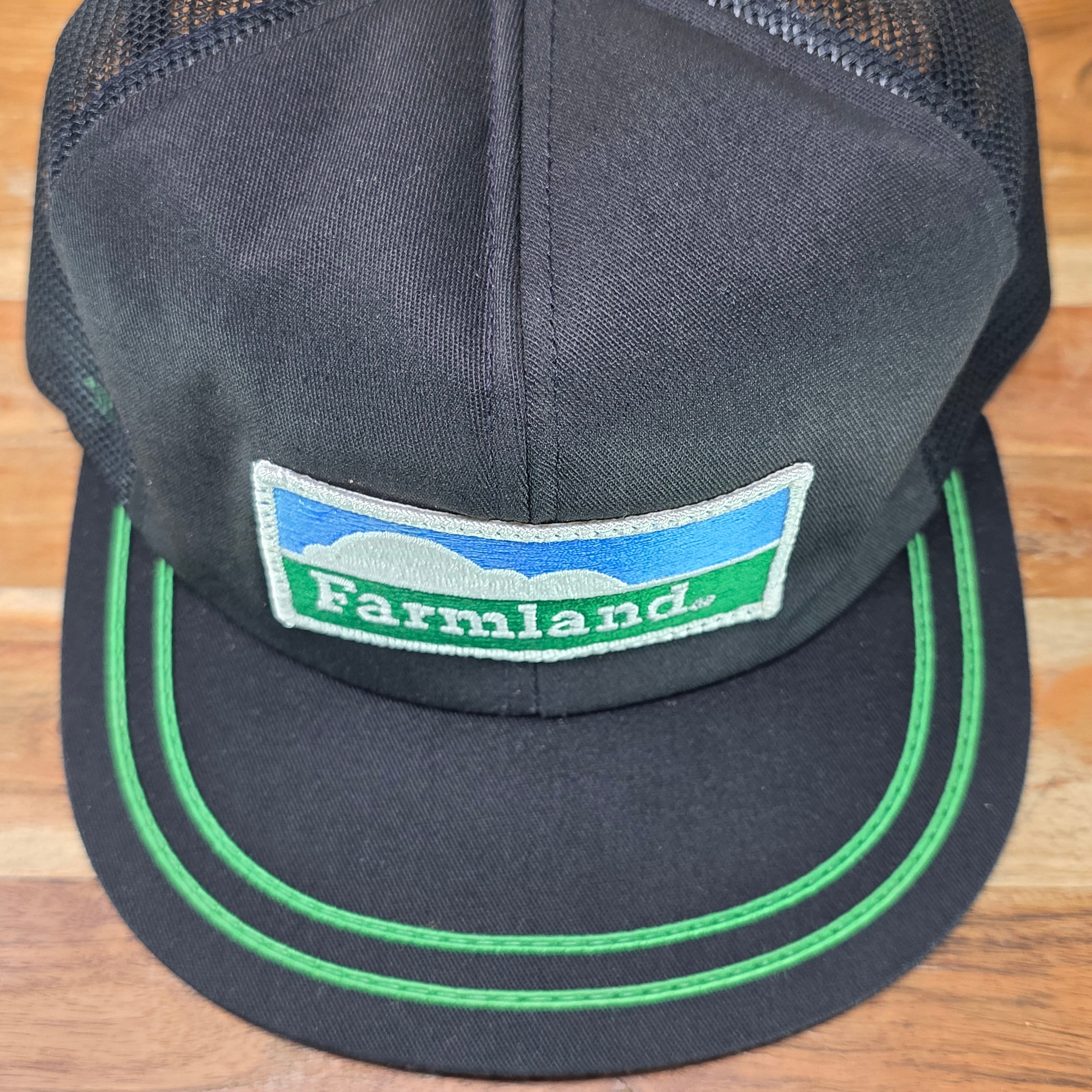 Vintage Farmland Black and Green Trucker Cap