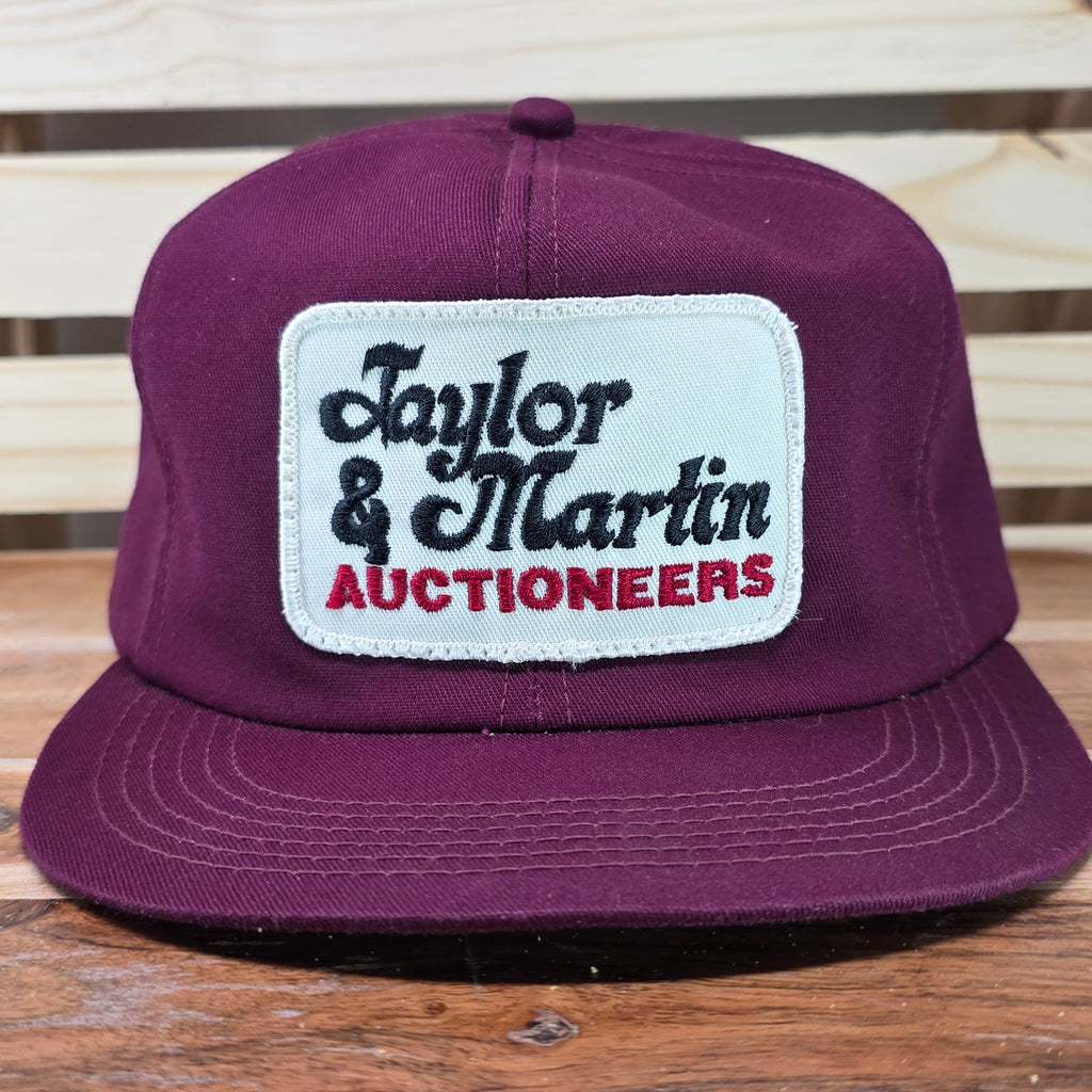 Vintage Taylor & Martin Auctioneers Burgundy Trucker Cap
